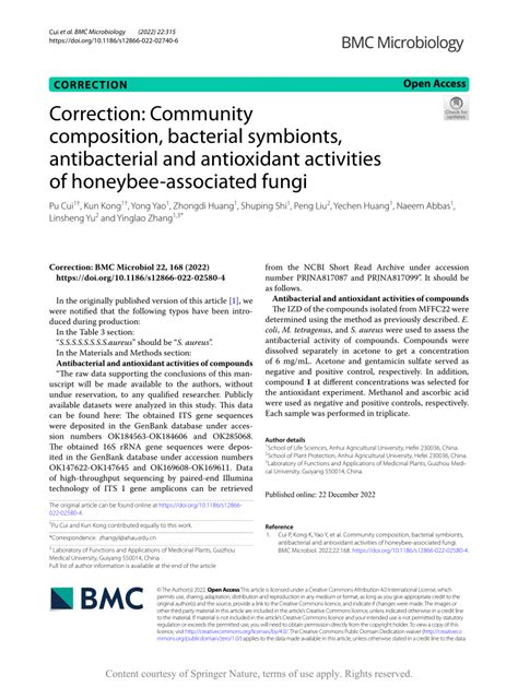 Pdf Correction Community Composition Bacterial Symbionts