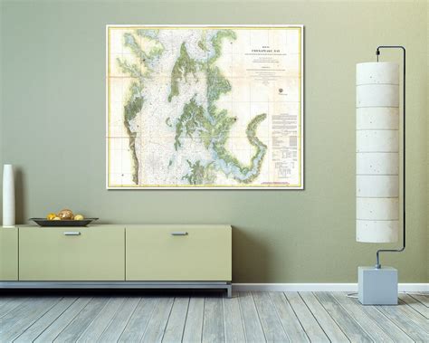 Detailed Vintage Chesapeake Bay Nautical Map Chart Print On Etsy