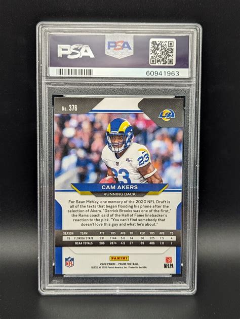 2020 Panini Prizm Cam Akers 376 RC Rookie PSA 9 Mint Los Angeles Rams