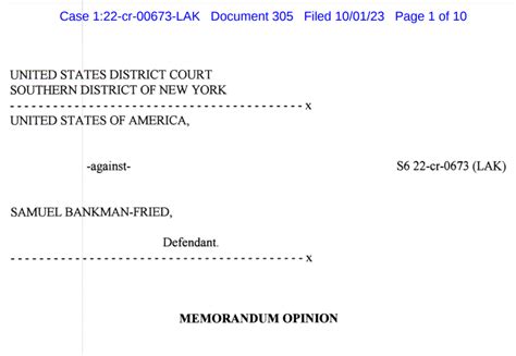 📜 Federal Judge Lewis Kaplan Has Ruled That Sam Bankman Fried Cannot