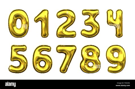 Metallic Golden Letter Balloon Font Numeral Digit Number Alphabet 3D