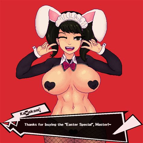 Rule 34 1girls Atlus Becky Persona Big Breasts Black Heart Pasties Black Pasties Brown Hair