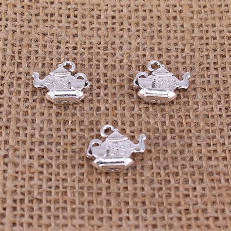 Pcs Teapot Charms X Mm Antique Silver Color Pendants For Diy