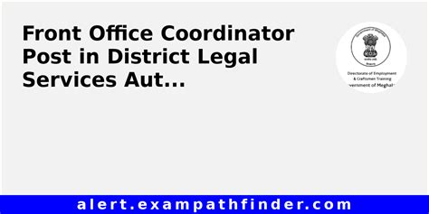 Front Office Coordinator Post In District Legal Services Authority