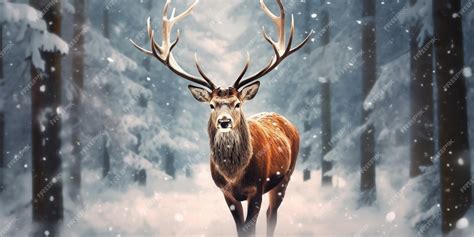 Premium AI Image | a reindeer with a snow covered background with a ...