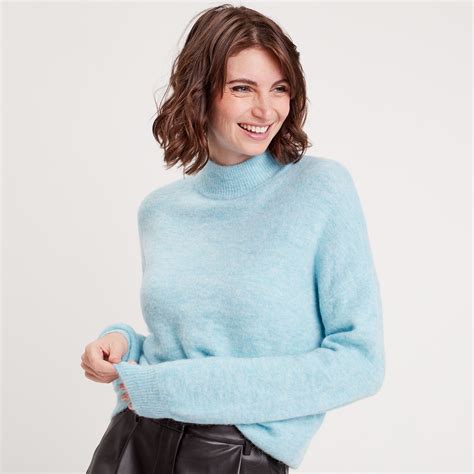 Pull Col Montant Bleu Ciel Femme Cache Cache