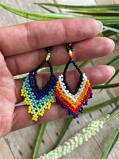 Mexican Beaded Huichol Earrings Mayan Artesanías Holiday Etsy