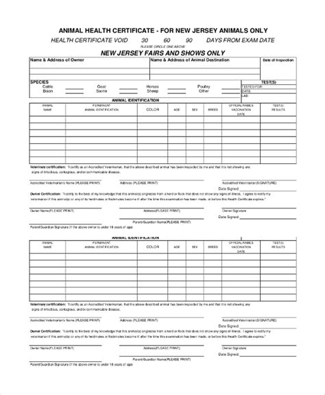 Veterinary Health Certificate Template Best Templates Ideas