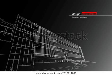 Architecture Design Layout Building Wireframe Mode Stock Vector ...