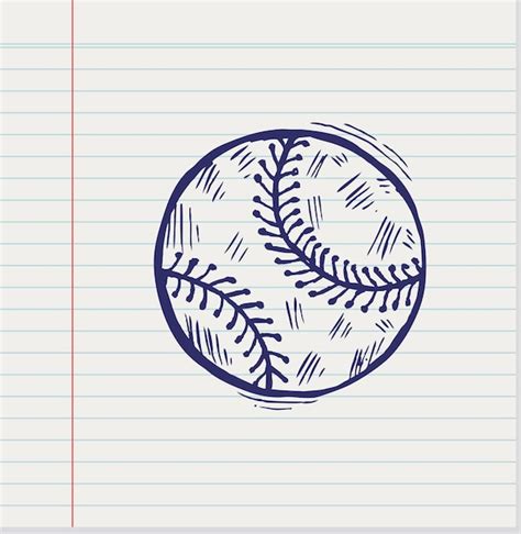 Cone De Doodle Baseball Em Fundo Branco Vetor Premium