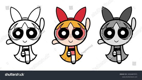 Powerpuff Girls Vector Illustration Outline White Stock Vector (Royalty ...