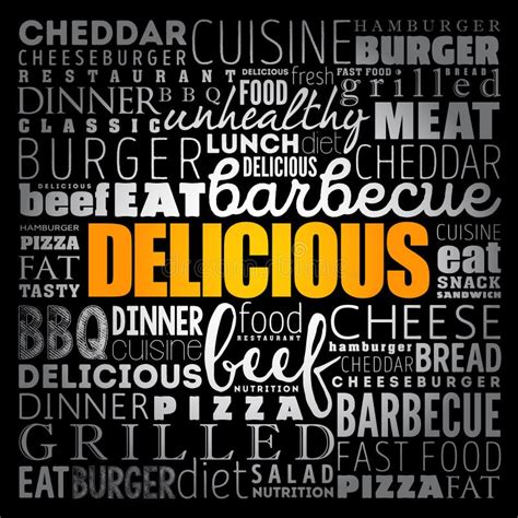 Delicious Word Cloud Collage Fast Food Concept Background Stock