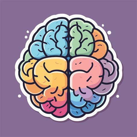 Ilustración de la pegatina del logotipo del cerebro concepto de