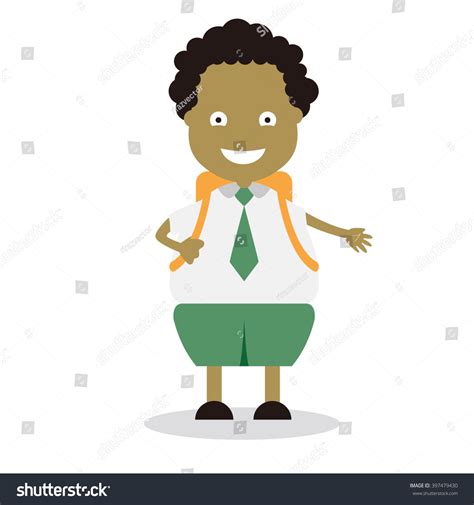 Vector Illustration School Boy Green Uniform Stock Vector (Royalty Free ...