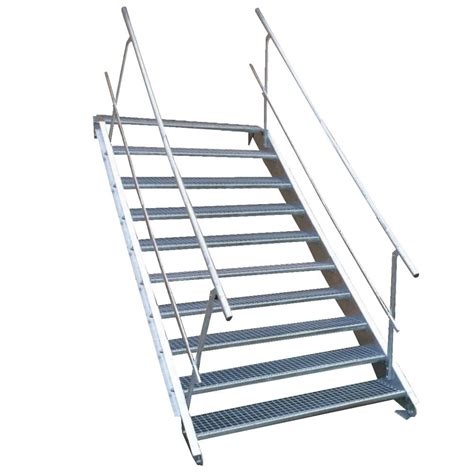 10 stufige Stahltreppe Basic Line mit beidseitigem Geländer Breite