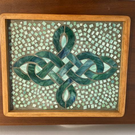 Vintage Handmade Celtic Knot Mosaic Tile Wooden Frame Serving Etsy