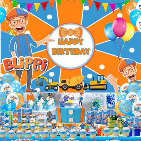 Buy OPATER Blippi Birthday Party Supplies Decorations With 17 Cupcake