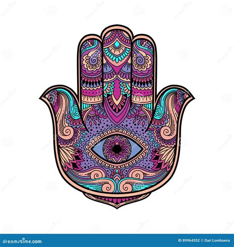 Multicolored Illustration Of A Hamsa Hand Symbol Hand Of Fatima