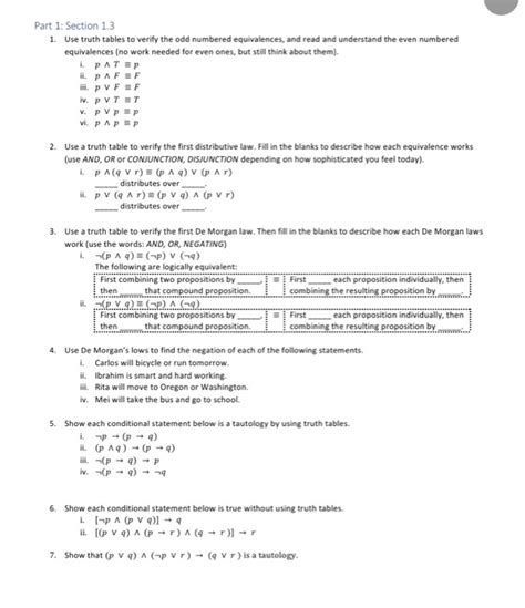 Solved Part 1 Section 1 3 1 Use Truth Tables To Verify The Chegg