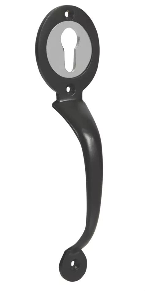 Gatemate Euro Profile Long Throw Pull Handle Chrome Black Screwfix