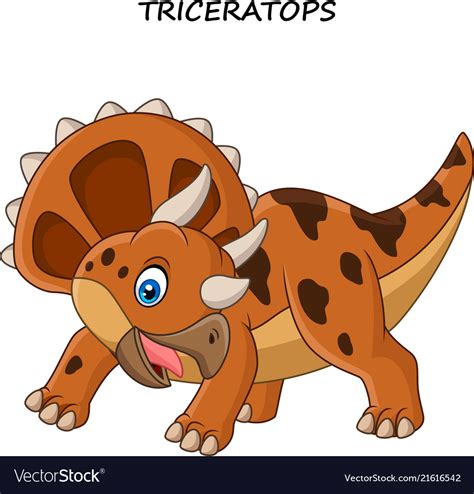 Cartoon Triceratops Isolated On White Background Vector Image