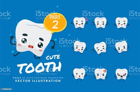 Ensemble Vectoriel Dimages De Dessin Animé De Tooth Partie 2 Vecteurs