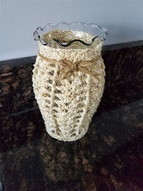 Crocheted Vase Cover Crochet Vase Crochet Sugar Bowl Set