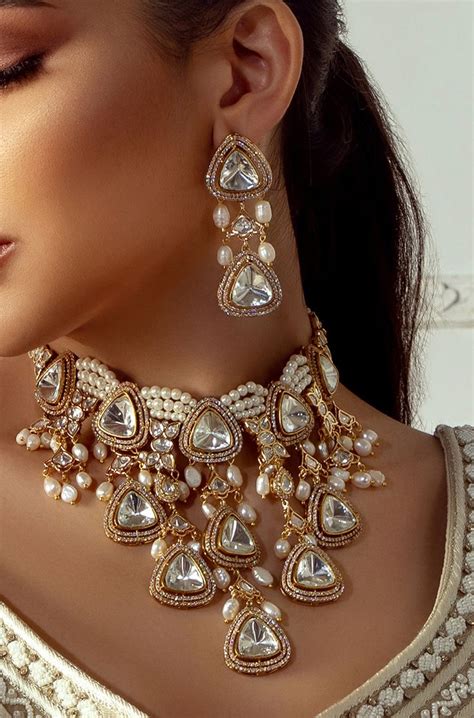 Polki Pearl Drops Bridal Necklace Set I Joules By Radhika Wedding