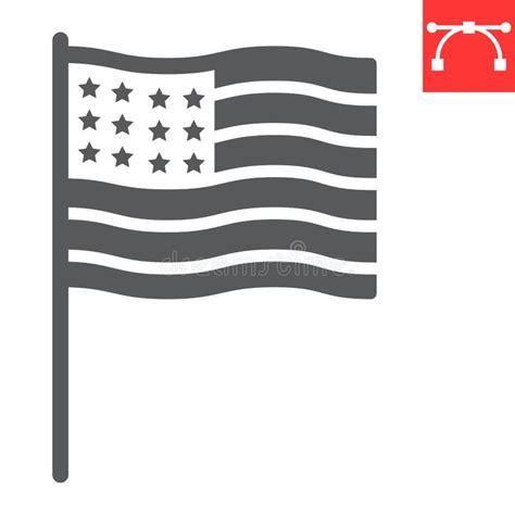 American Flag Color Line Icon USA And Country Usa Flag Sign Vector