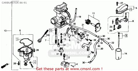 Honda Xr250r 1990 L Usa Carburetor 86 91 Schematic Partsfiche