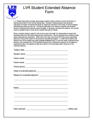 Fillable Online Lvr Sd8 Bc LVR Student Extended Absence Form Lvr Sd8