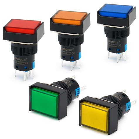 Baomain Mm Push Button Switch Momentary Rectangular Cap Led Lamp