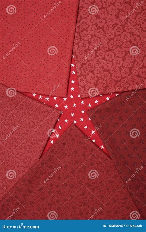 Fat Quarters Of Fabrics Red Colors Lying In The Shape Like A Star On