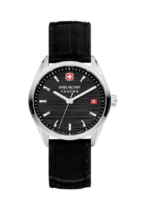 Swiss Military Hanowa Swiss Military Hanowa Black Dial And Leather Strap Men Watch Smwlb2200204