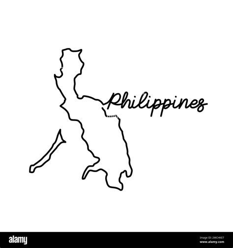 Philippines outline map with the handwritten country name. Continuous ...