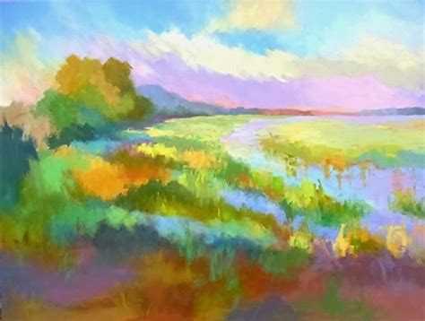 Deanna's Paintings: Marsh Grass Landscape, Impressionism Landscape "Spring Marsh" by Georgia ...