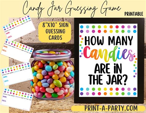 Candy Jar Guessing Game Party Activity Party Game Party Decor Includes