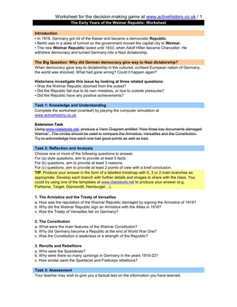 Worksheet For The Treaty Of Versailles Worksheet Answer Key —