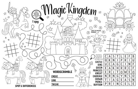 Premium Vector Vector Magic Kingdom Placemat For Kids Fairytale