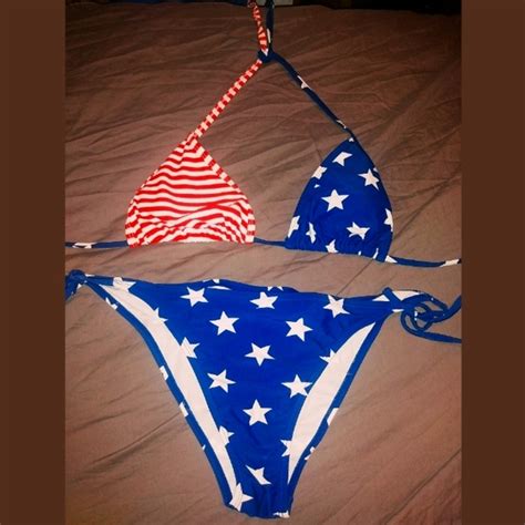 Old Navy Swim Sexy Womens American Flag String Bikini Set