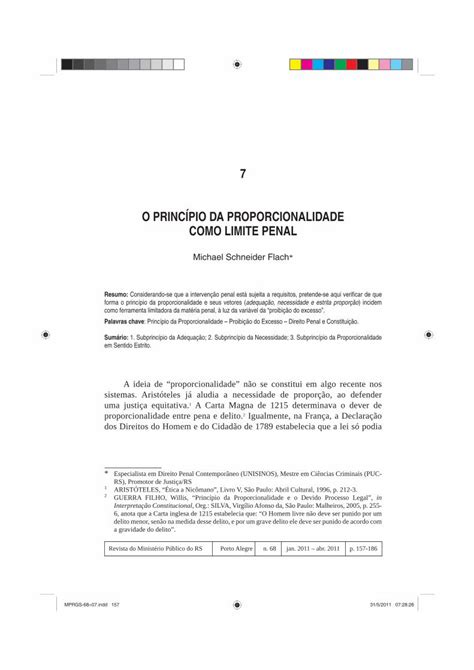 Pdf O Princpio Da Proporcionalidade Como Limite O Princpio Da