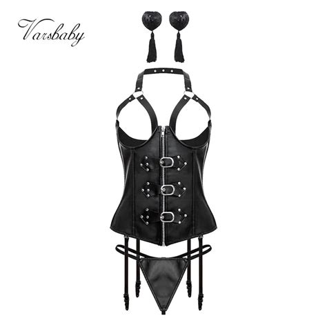 Varsbaby Palace Corset Black Leather Halter Shapewear Underwear