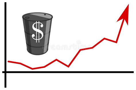 Vector Illustration Of Graph Of Crude Oil Prices With Oil Barrel And Raising Prices Stock Vector