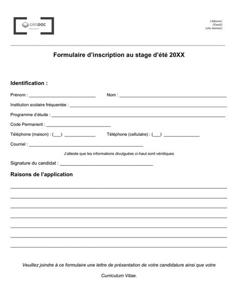 Formulaire d inscription téléchargement gratuit documents PDF Word