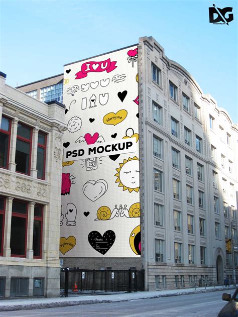 Free Wall Vertical Billboard PSD Mockup