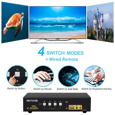 Buy Hdmi Kvm Switch Port Dual Monitor Extended Display K Hz