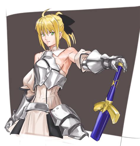 The Big Imageboard Tbib 1girl Armor Armored Dress Armpits Artoria Pendragon Fate Blonde