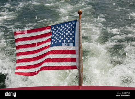 American Flag On Boat Stock Photo Alamy