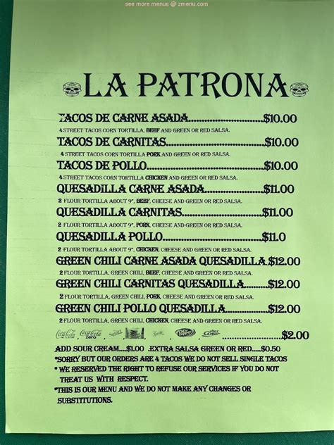 Online Menu Of La Patrona Food Truck Restaurant Alamogordo New Mexico