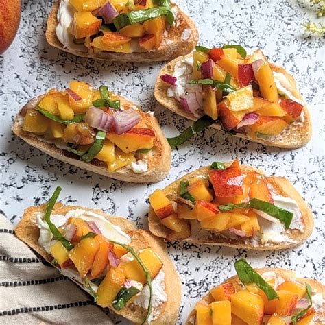 Peach Bruschetta With Goat Cheese And Honey The Herbeevore